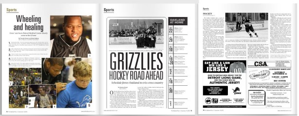 Sports section 9-19 issue Hockey and Lions' Suh wheelchair event